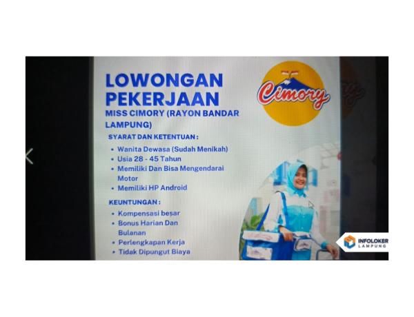 LOWONGAN PEKERJAAN SALES MISS CIMORY Way Halim, Bandar Lampung Kota, Lampung