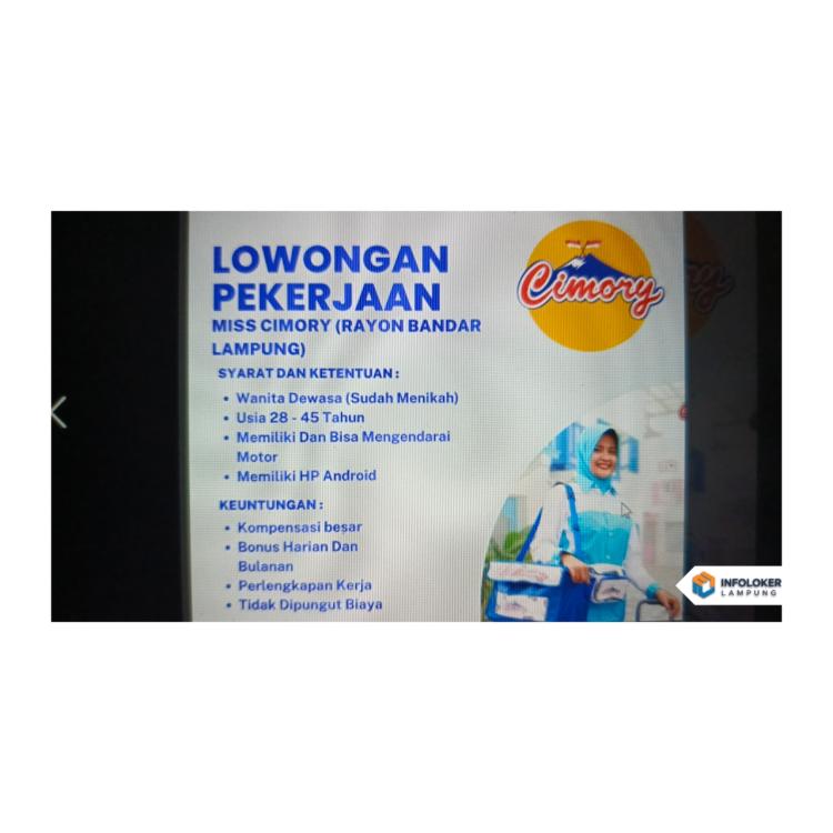 LOWONGAN PEKERJAAN SALES MISS CIMORY Way Halim, Bandar Lampung Kota, Lampung
