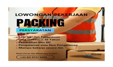 Lowongan kerja packing barang Sukabumi, Bandar Lampung Kota, Lampung