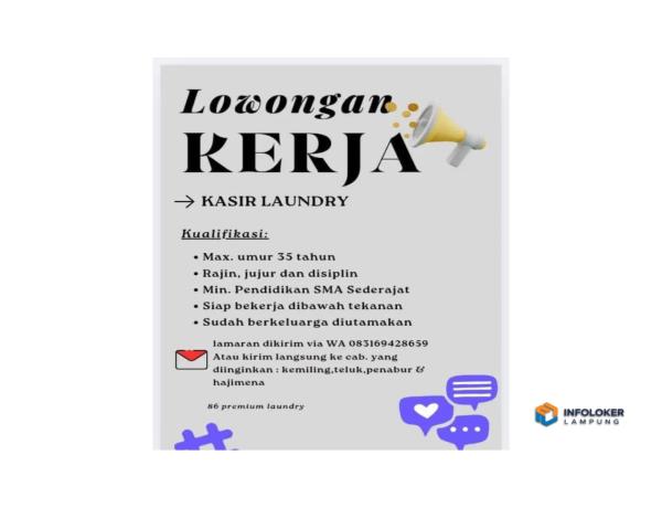 Lowongan kerja laundry Bumi Waras, Bandar Lampung Kota, Lampung