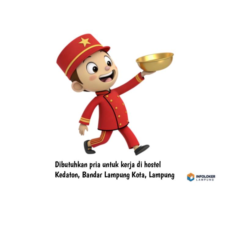 Dibutuhkan pria untuk kerja di hostel Kedaton, Bandar Lampung Kota, Lampung