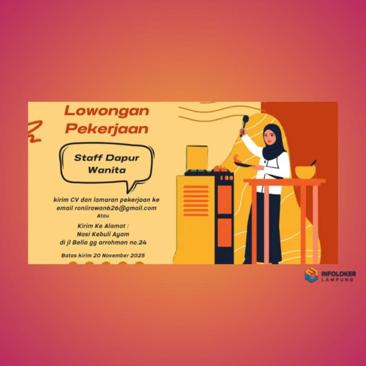 Lowongan Kerja Staf Dapur Bandar Lampung - Sukabumi Sukabumi, Bandar Lampung Kota, Lampung