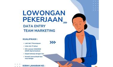 Dibutuhkan segera DAT ENTRY DAN TEAM MARKETING, Tanjung Karang Pusat, Bandar Lampung Kota, Lampung