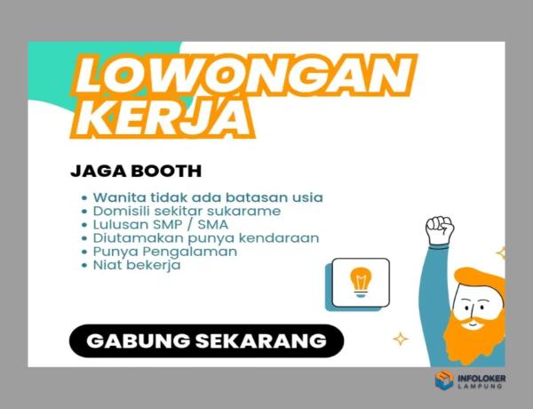 Dibutuhkan Karyawati Jaga Booth,Sukarame, Bandar Lampung Kota, Lampung
