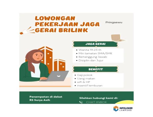 Lowongan kerja buat wanita jaga gerai Pringsewu, Pringsewu Kab., Lampung