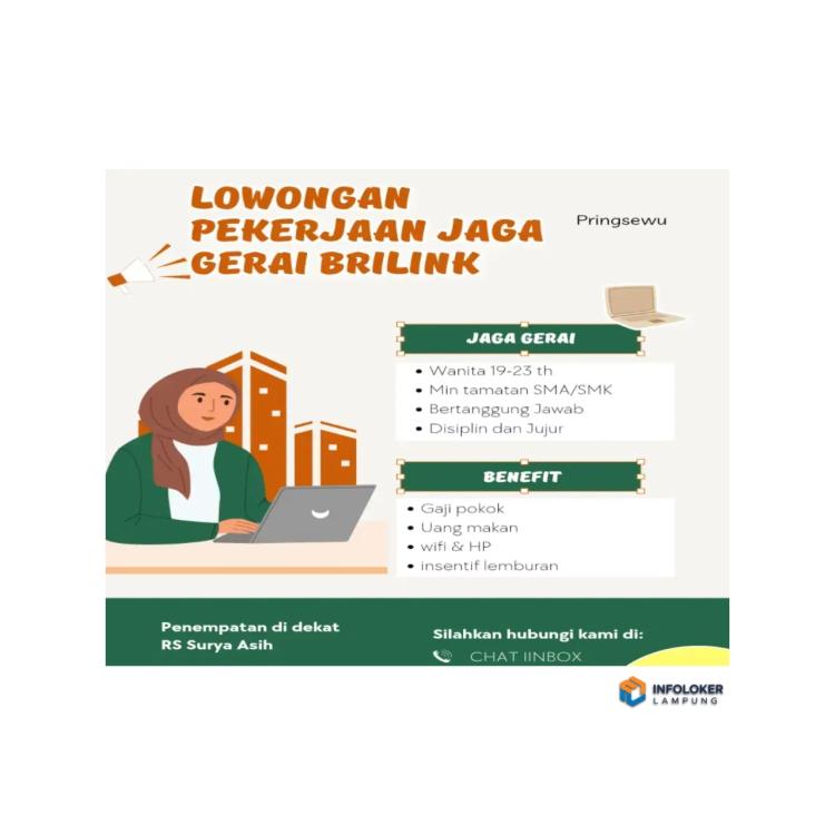 Lowongan kerja buat wanita jaga gerai Pringsewu, Pringsewu Kab., Lampung