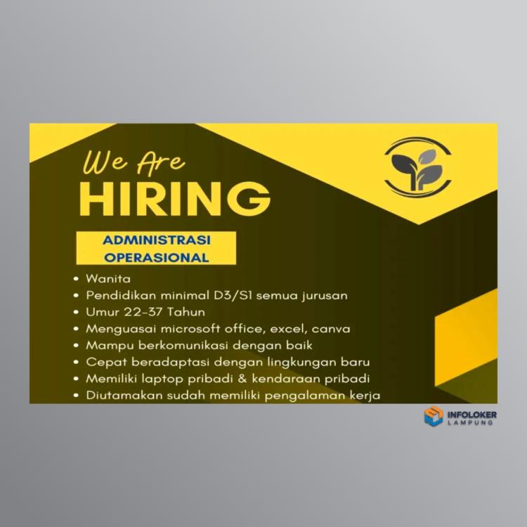 Lowongan kerja administrator  oprasional,Enggal, Bandar Lampung Kota, Lampung