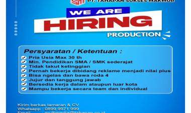 lowongan kerja untuk posisi Produksi di PT Tahapan Sukses Makmur. Bandar Lampung