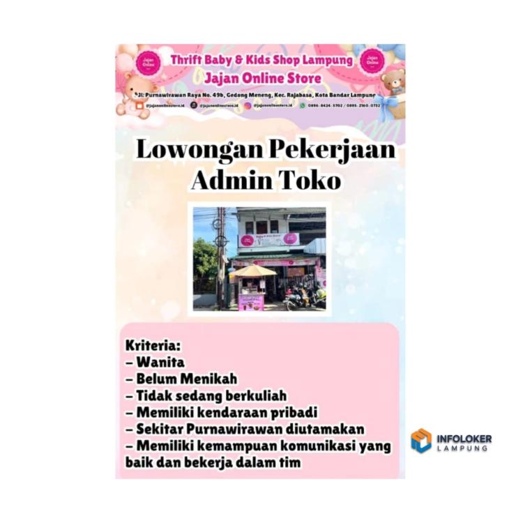 Lowongan Pekerjaan Admin Toko, bandara lampung