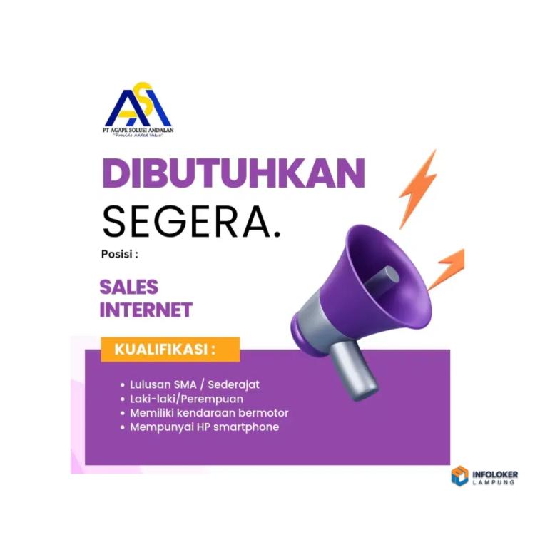 Loker SALES INTERNET PROVIDER - LAMPUNG Enggal, Bandar Lampung Kota, Lampung
