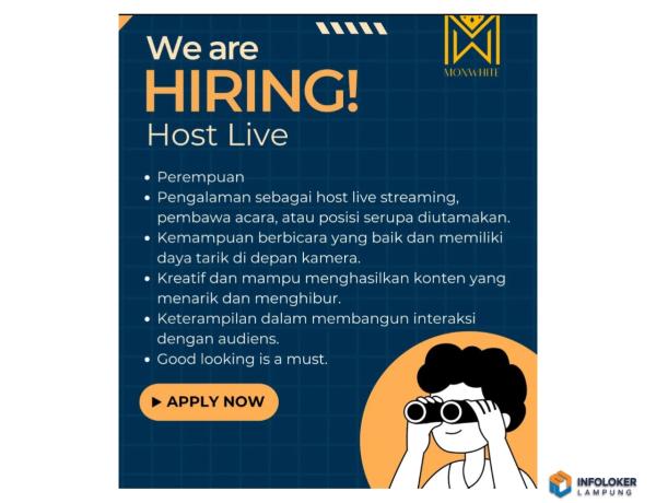 Lowongan Kerja Host Live Di Perusahaan MONWHITE, Bandar Lampung