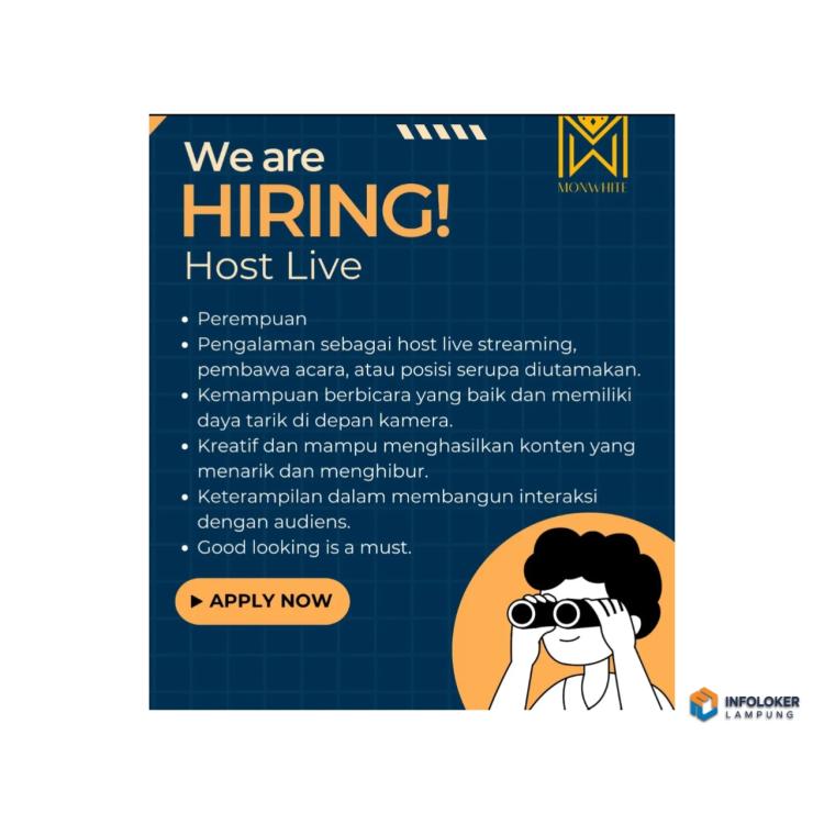 Lowongan Kerja Host Live Di Perusahaan MONWHITE, Bandar Lampung