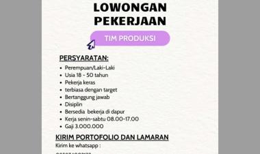 Lowongan Kerja Dari Kunafa Lampung Untuk Posisi Tim Produksi, Kemiling, Bandar Lampung