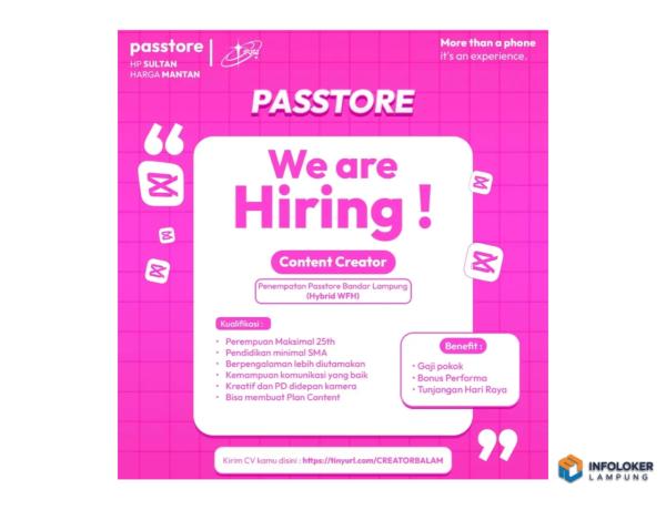 Lowongan Kerja untuk posisi Content Creator, Bandar Lampung