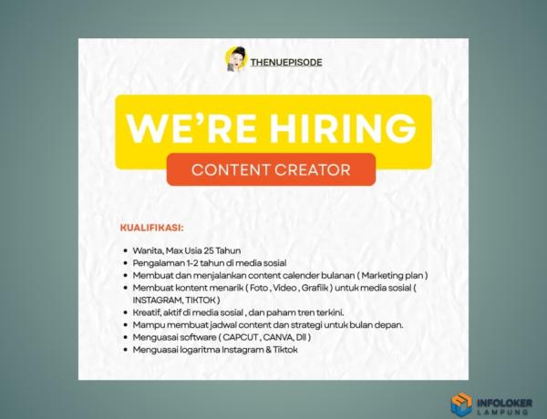 Lowongan Kerja di THENUEPISODE Untuk Posisi Content Creator, Bandar Lampung.
