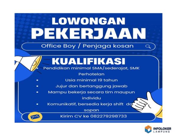 Dibutuhkan Karyawan Office Boy di Belimo Homeliving, Bandar Lampung