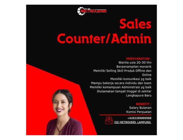 Lowongan Kerja Untuk Posisi Sales Counter/Admin di Retrovers Lampung