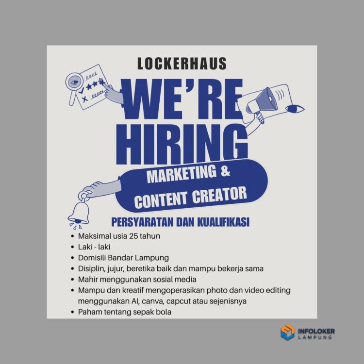 Lowongan Kerja untuk posisi Marketing & Content Creator di Bandar Lampung