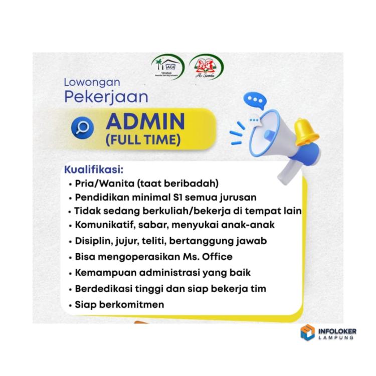 Lowongan Kerja Posisi Admin (Full Time) di Bimbel Assamba, Bandar Lampung