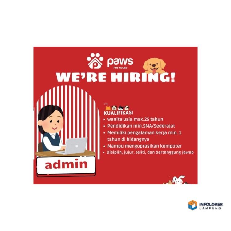 Lowongan Kerja dari PAWS Pet House Dibandar Lampung