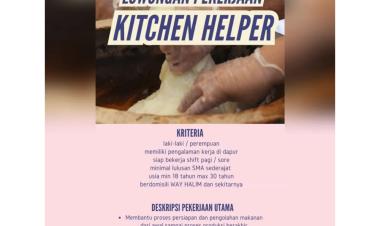 Lowongan kerja untuk posisi Kitchen Helper di Uigi-trigi's (bagian dari Bang Panji Group) untuk penempatan di wilayah Way Halim