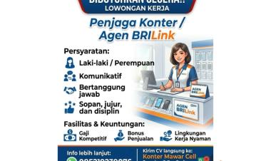 Lowongan Kerja Untuk Posisi Penjaga Konter / Agen BRILink di Kota Metro