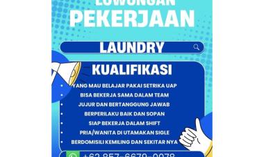 Lowongan kerja Manda Laundry untuk posisi staf laundry di area Kemiling, Bandar Lampung