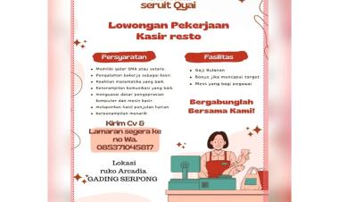 Lowongan Kerja Kasir Resto di Sambal Seruit Qyai, Bandar Lampung