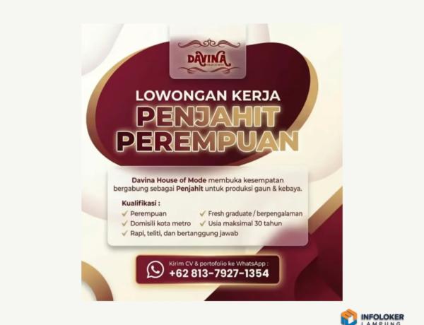Lowongan Kerja Penjahit Perempuan, Metro, Lampung