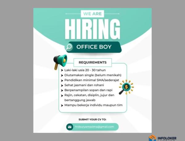 Lowongan Kerja Posisi Office Boy di Surya Maxima, Bandar Lampung