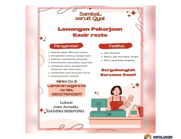 Lowongan Kerja Kasir Resto di Sambal Seruit Qyai, Bandar Lampung