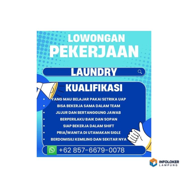 Lowongan kerja Manda Laundry untuk posisi staf laundry di area Kemiling, Bandar Lampung