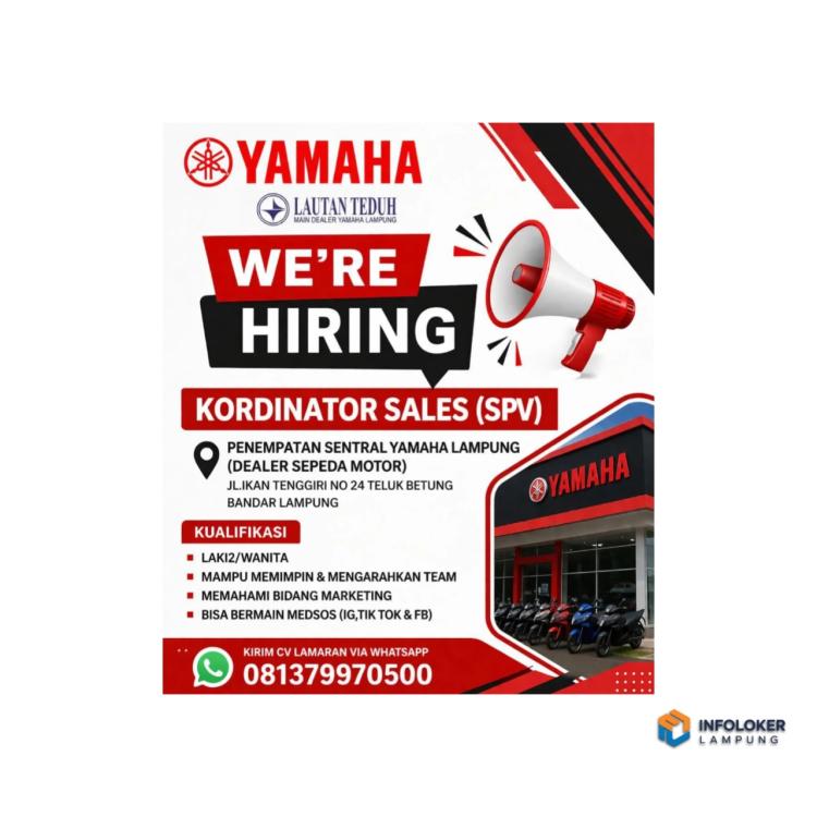 Lowongan Kerja Untuk Posisi Kordinator Sales (SPV) Bandar Lampung