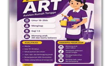 Lowongan Kerja ART untuk ditempatkan di area Langkapura, Bandar Lampung