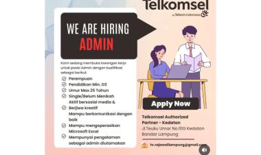 Lowongan Kerja Bandar Lampung Terbaru Mei 2026 -  Admin di Telkomsel Authorized Partner - Kedaton