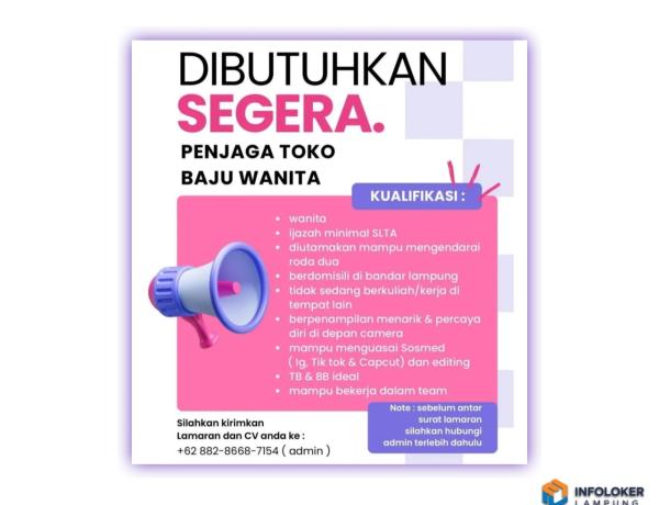 Lowongan Kerja Penjaga Toko Baju Wanita di Bandar Lampung