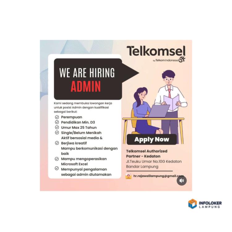Lowongan Kerja Bandar Lampung Terbaru Mei 2026 -  Admin di Telkomsel Authorized Partner - Kedaton
