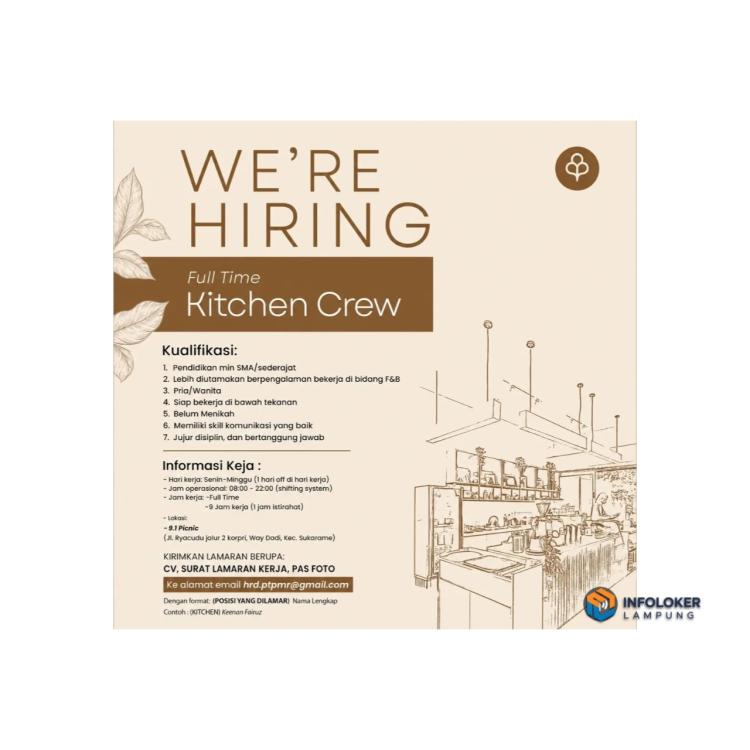 Info Loker  Bandar Lampung -  Posisi Kitchen Crew (Full Time) di 9.1 Picnic