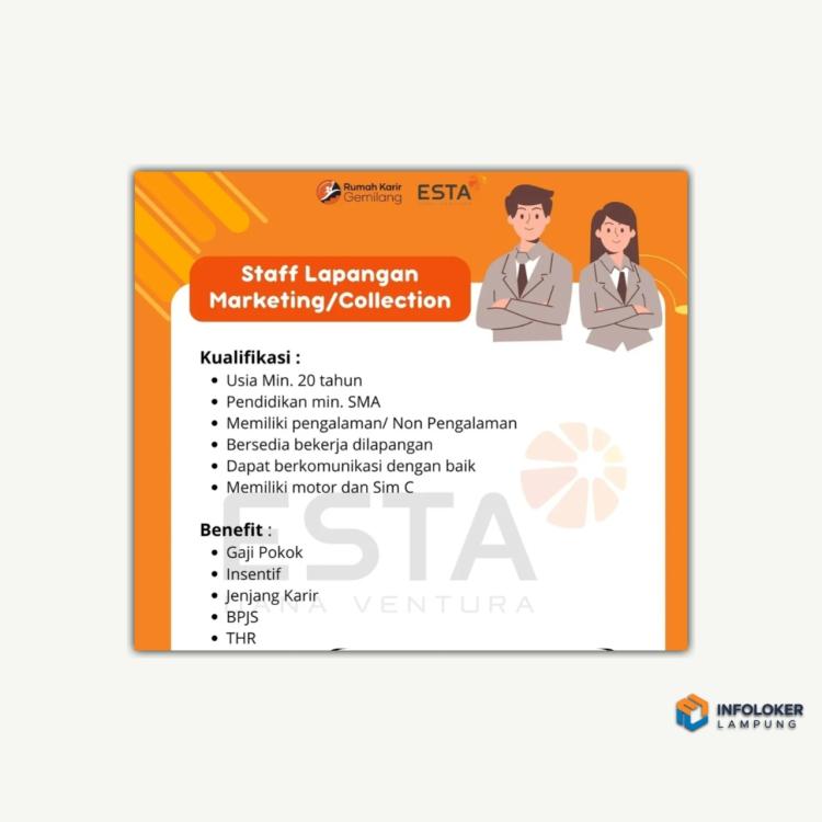 Lowongan Kerja untuk posisi Staff Lapangan Marketing/Collection di ESTA Ventura, Lampung