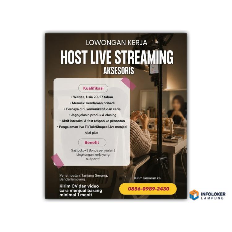 Lowongan Kerja Host Live Streaming Aksesoris di Wilayah Bandar Lampung