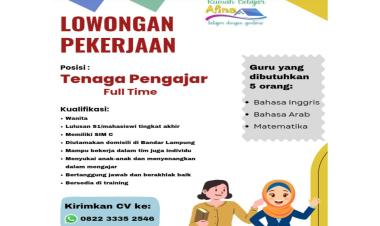 Lowongan kerja di rumah belajar afina,bandar lampung