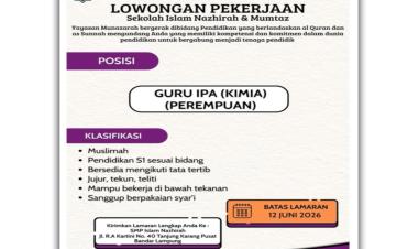 Lowongan Kerja untuk posisi tenaga pendidik, Bandar Lampung