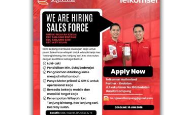 Lowongan Kerja Untuk Posisi Sales Force di Telkomsel Authorized Partner - Kedaton (Rajawali), Bandar Lampung