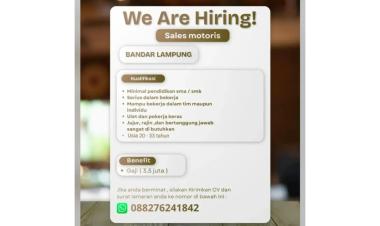 Lowongan kerja Sales Motoris dengan penempatan di Bandar Lampung