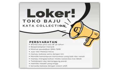 Lowongan Kerja Karyawan Toko Baju Kata Collection, Keliling, Bandar Lampung