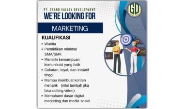 Lowongan Kerja dari PT. Grand Valley Development Untuk Posisi Marketing, Bandar Lampung