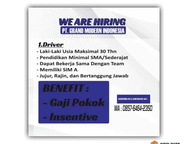 Lowongan kerja untuk posisi Driver bandar lampung