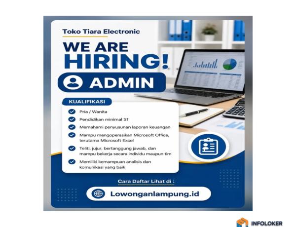 Lowongan Kerja Sebagai Admin di Toko Tiara Electronic, Bandar Lampung