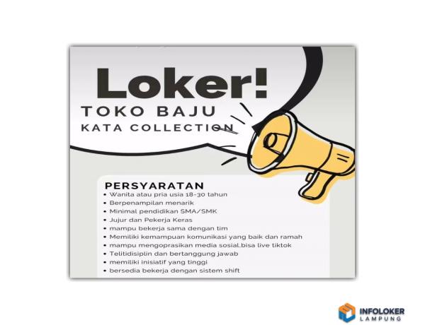 Lowongan Kerja Karyawan Toko Baju Kata Collection, Keliling, Bandar Lampung