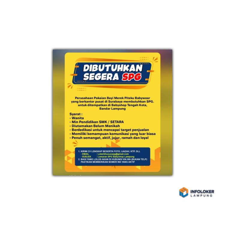lowongan kerja untuk posisi SPG (Sales Promotion Girl) di Bandar Lampung